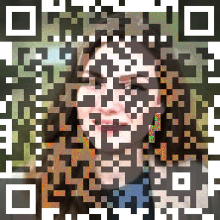 Artistic QR code blended with a portrait photo